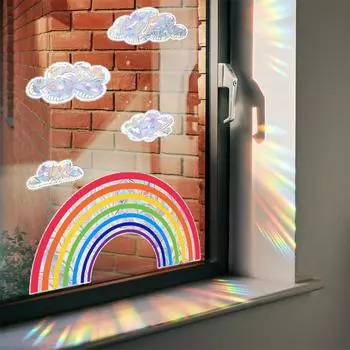 Наклейка на окно с радужным облаком, красочные наклейки для декора окон, наклейки на окна с электростатической адсорбцией,
