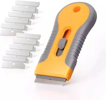 Наклейка на оконное стекло автомобиля, скребок для чистой бритвы, керамическое лезвие бритвы, оттенок, виниловая пленка, средство для удаления клея, очиститель жёлтый