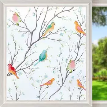 Наклейка на оконную пленку для конфиденциальности. Непрозрачная неклейкая пленка из чистой матовой пленки для птиц. Pure Frosted Bird