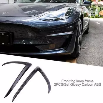 Наклейка на переднюю противотуманную фару из АБС-пластика для Tesla Model 3 2017-2021, защитная рамка для бровей, бампер, наружная крышка автомобиля, аксессуары