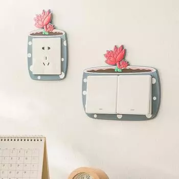 Наклейка на переключатель Креативный мультяшный кактус Чехол для переключателя Суккуленты Наклейка для домашних аксессуаров Комнатные кухонные переключатели Защитный чехол