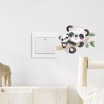 Наклейка на переключатель панды для мамы и ребенка, съемная самоклеящаяся водонепроницаемая ПВХ для гостиной, ванной комнаты, выключатель света, настенная розетка, украшение, наклейка Panda