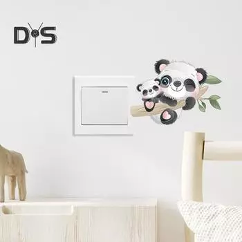 Наклейка на переключатель панды для мамы и ребенка, съемная самоклеящаяся водонепроницаемая ПВХ для гостиной, ванной комнаты, выключатель света, настенная розетка, украшение, наклейка Panda
