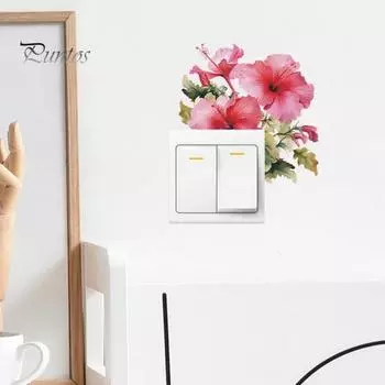 Наклейка на переключатель с цветочным принтом, водостойкая самоклеющаяся ПВХ-клейка и наклейка для гостиной, спальни, детской комнаты, настенный переключатель, украшение, наклейка B