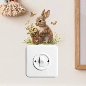 Наклейка на переключатель с изображением кролика, панды и кота для детской комнаты, украшение для дома, фреска, милые животные, декор для спальни, самоклеящиеся наклейки на стены