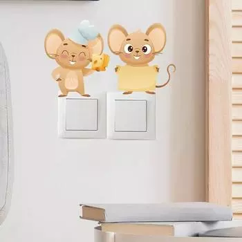 Наклейка на переключатель с изображением сыра и мыши, съемная самоклеящаяся водостойкая ПВХ гостиная, ванная комната, выключатель света, настенная розетка