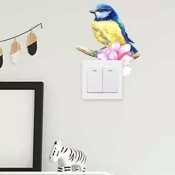 Наклейка на переключатель с птицей и цветком, съемная самоклеящаяся водонепроницаемая ПВХ для гостиной, ванной комнаты, выключатель света, настенная розетка, украшение, наклейка Bird