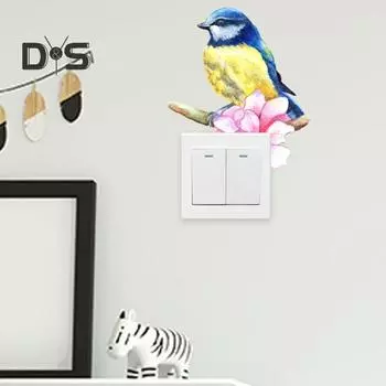 Наклейка на переключатель с птицей и цветком, съемная самоклеящаяся водонепроницаемая ПВХ для гостиной, ванной комнаты, выключатель света, настенная розетка, украшение, наклейка Bird