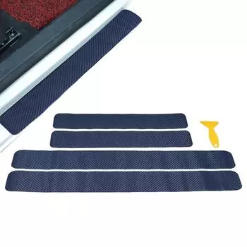 Наклейка на порог автомобиля из углеродного волокна, защитная пленка от царапин и ударов, накладка на порог автомобиля из углеродного волокна чёрный