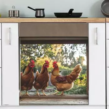 Наклейка на посудомоечную машину с изображением петуха. Декоративная настенная наклейка для озеленения дома. 34*34cm/fun-f330