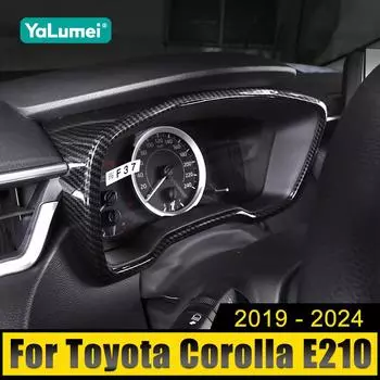 Наклейка на приборную панель автомобиля из АБС-карбона для Toyota Corolla E210 2019 2020 2021 2022 2023 2024 Hybrid серебряный
