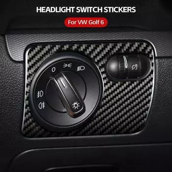 Наклейка на рамку переключателя фар автомобиля из углеродного волокна, устойчивая к царапинам, простая в установке, для VW Golf 6 R MK6 Scirocco 09-16