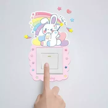 Наклейка на розетку выключателя, самоклеящаяся, сильная липкость, светящаяся, с изображением животных из мультфильмов, крышка розетки D