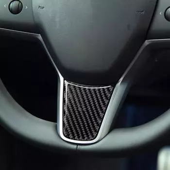 Наклейка на руль автомобиля из углеродного волокна для салона автомобиля, модель 3 Y, наклейка для украшения автомобиля, аксессуары для модификации автомобиля