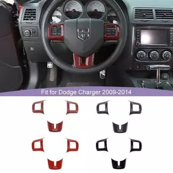 Наклейка на рулевое колесо ABS, подходит для Dodge Charger, Dodge Challenger, Durango, Dart Journey, аксессуары для интерьера углеродного волокна черного