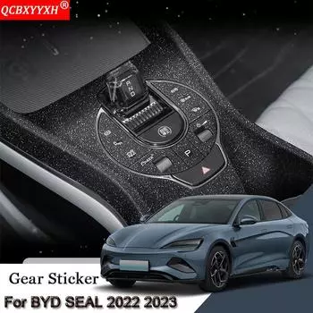 Наклейка на салон автомобиля для BYD SEAL 2022 2023, наклейка на панель передач автомобиля, защитная пленка для коробки передач, углеродное волокно, черные автоаксессуары