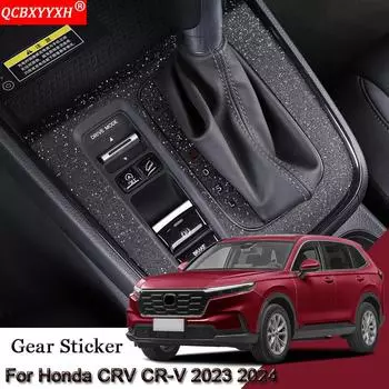 Наклейка на салон автомобиля для Honda CRV CR-V 2023 2024, наклейка на панель передач автомобиля, защитная пленка для коробки передач, черный аксессуар из углеродного волокна
