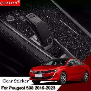 Наклейка на салон автомобиля для Peugeot 508 2019-2023, наклейка на панель передач автомобиля, защитная пленка для коробки передач, черные аксессуары из углеродного волокна