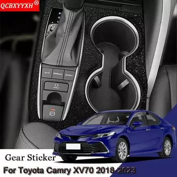 Наклейка на салон автомобиля для Toyota Camry XV70 2018-2023, наклейка на панель передач автомобиля, защитная пленка коробки передач из углеродного волокна, черная наклейка