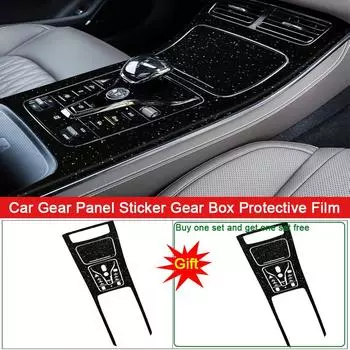 Наклейка на салон автомобиля, подходит для BYD HAN EV 2022 2023 Наклейка на панель коробки передач Защитная пленка для коробки передач из углеродного волокна черного цвета Аксессуары
