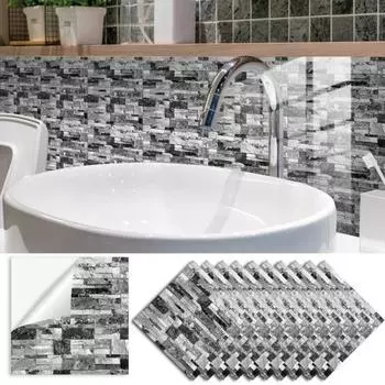 Наклейка на серую плитку, современная самоклеящаяся термоводонепроницаемый маслостойкий ПВХ для ванной комнаты D