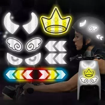 Наклейка на шлем мотоцикла Ночной предупреждающий знак Светоотражающая наклейка Аксессуары