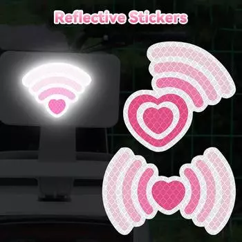 Наклейка на шлем мотоцикла Сигнальное сердце Водонепроницаемый ночной предупреждающий знак Светоотражающая наклейка Внешние аксессуары Style A