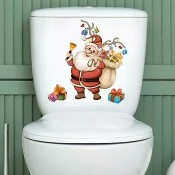 Наклейка на сиденье унитаза Санта-Клауса Праздничный веселый декор для ванной комнаты Прекрасный дизайн унитаза