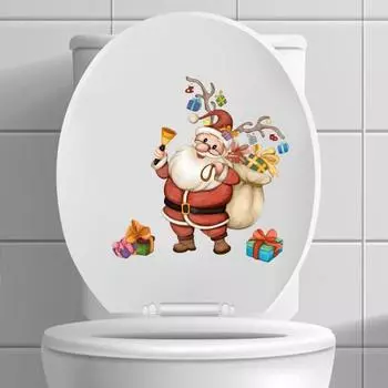 Наклейка на сиденье унитаза Yousheng Santa Claus, праздничное веселье, декор для ванной комнаты, прекрасный дизайн, наклейка на унитаз, аксессуары для дома Xmas Santa Claus