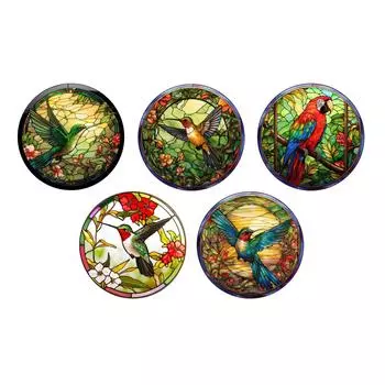 Наклейка на стекло «Колибри», не ударяющая птицу, домашний декор из ПВХ, простая в установке, круглая, прочная, настенная наклейка на окно