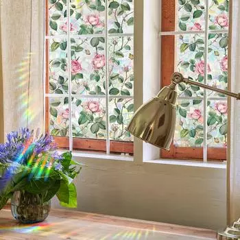 Наклейка на стекло Sunshine, цветная роза, цветок, лоза, электростатическая наклейка, двусторонняя печать, визуальная наклейка на окно, без клея