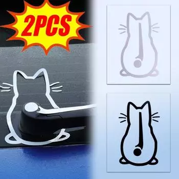 Наклейка на стеклоочиститель автомобиля Милая маленькая кошка на спине Тень Узор Декоративная наклейка Автомобиль Грузовик Кузов Стайлинг Модификация Виниловая наклейка