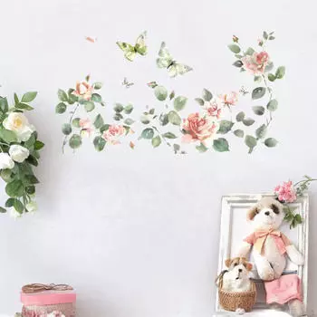 Наклейка на стену для гостиной, универсальные аксессуары, цветок розы, наклейка «сделай сам»