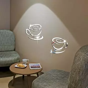 Наклейка на стену для кофейной чашки 1 мм акриловая креативная зеркальная наклейка на стену кухни ресторана