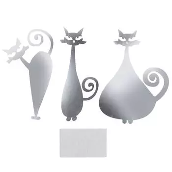 Наклейка на стену для зеркала своими руками «Мультяшный кот»?Формы Наклейки для Дома Гостиная Спальня Серебро