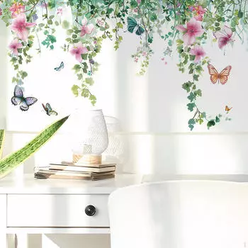 Наклейка на стену гостиной, аксессуар, сделай сам, туалетное растение, цветочные стены