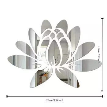 Наклейка на стену из акрилового зеркала Lotus для дома, гостиной, спальни, офиса, прихожей, настенные украшения, зеркальная отражающая наклейка на стену