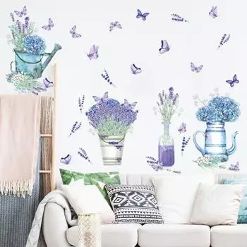 Наклейка на стену Элегантная кожура и палочка ГлавнаяНаклейки на стену с гортензией и лавандой в виде бабочки фиолетовый