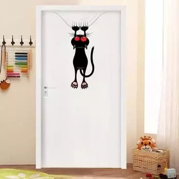 Наклейка на стену Красные глаза кошки Матовая поверхность Украшение на стену автомобиля Самоклеящаяся противоскользящая