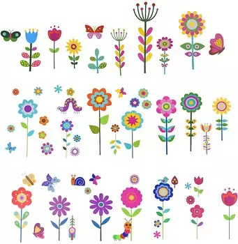 Наклейка на стену Maydahui Цветок Бабочка Птица Гусеница Стильные обои Наклейка Милое искусство Детский сад Детский сад Школьная комната Интерьер комнаты Украшение комнаты