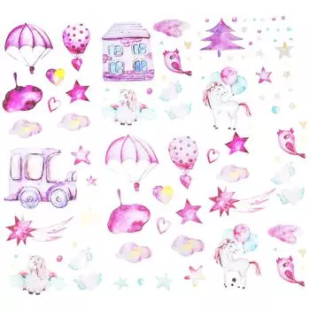 Наклейка на стену Maydahui Единорог Воздушный шар Звезда Птица Скандинавские стильные обои Милое искусство Детский сад Детская комната Школьная комната Декор образовательной комнаты