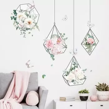 Наклейка на стену Привлекательный водонепроницаемый ПВХ цветочный фон Наклейка на стену Декор для дома