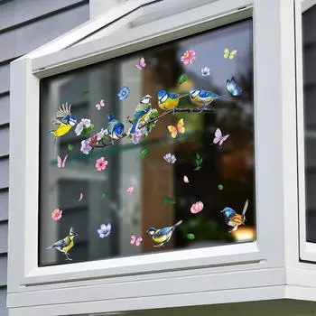 Наклейка на стену «Птица на ветке дерева», настенная живопись, легко устанавливаемый аксессуар, декоративная наклейка для телевизора Style A