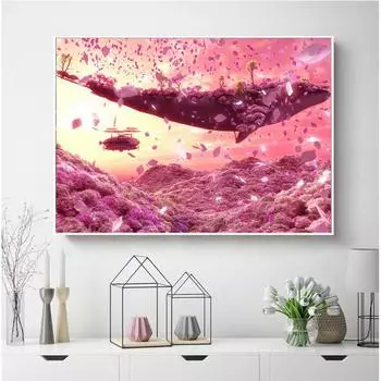 Наклейка на стену, ручная работа, вышивка летающего кита, 5D DIY, фотографии, вышивка крестиком, подарок, домашний декор для отеля 20X30CM