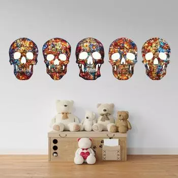 Наклейка на стену с черепом на Хэллоуин, светящаяся в темноте, съемная, водонепроницаемая, самоклеящаяся, для домашнего офиса, ванной комнаты из ПВХ E зелёный