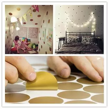 Наклейка на стену с черными точками, детские наклейки для детской комнаты, детские наклейки в горошек, детские наклейки на стены Ho 3cmX54pcs серебряный