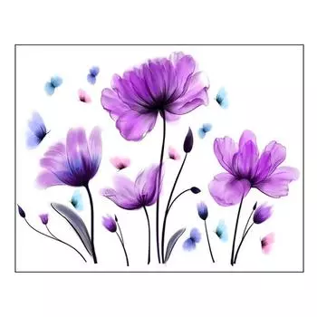 Наклейка на стену с цветком тюльпана и бабочкой «сделай сам», декор для спальни, гостиной, настенные украшения, рельефные цветочные виниловые наклейки для дома