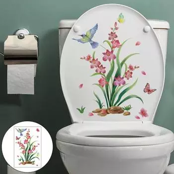 Наклейка на стену с цветочной птицей, водостойкая бесследная самоклеящаяся наклейка для удаления, декор для ванной комнаты и туалета 1pc
