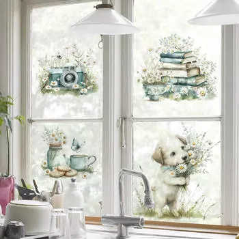 Наклейка на стену с цветочным рисунком ромашки, ПВХ обои, мебель для спальни, украшение дома, фрески в помещении