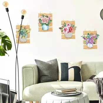 Наклейка на стену съемная самоклеящаяся ПВХ мультяшный бонсай настенная наклейка домашний декор